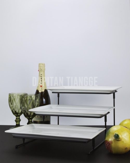 Dapitan Tiangge 3pc Rectangular Serving Platters with Stand