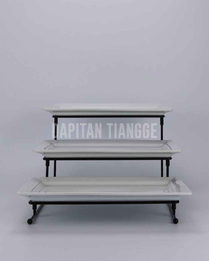 Dapitan Tiangge 3pc Rectangular Serving Platters with Stand
