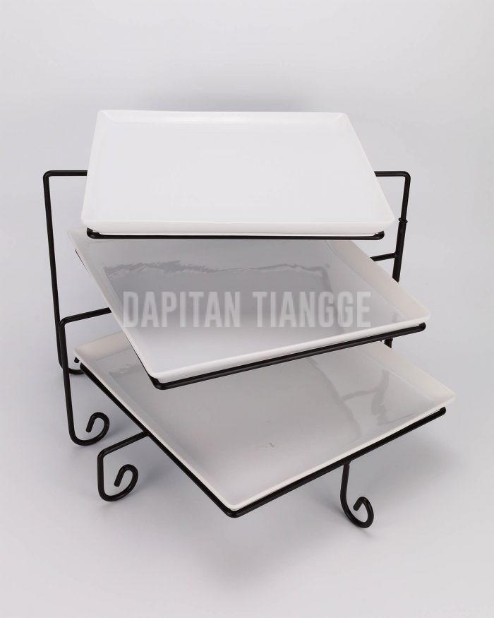 Dapitan Tiangge 3pc Square Serving Platters with Swiveling Stand