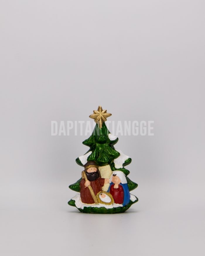 Tabletop Christmas Tree with The Holy Family