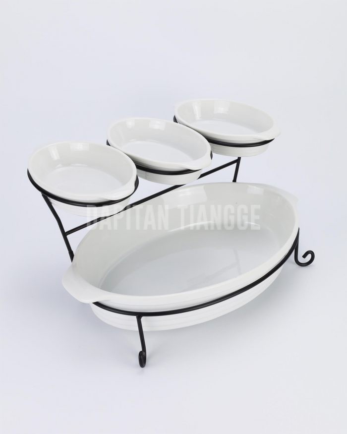 Dapitan Tiangge 4pc Oval Baker Serving Set with Stand